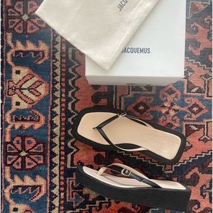 Jacquemus Les Tatanes Lin Leather Flatform Sandals (sold out)